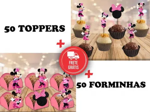 Minnie Rosa - Forminhas E Toppers