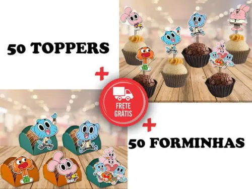 O Incrível Mundo De Gumball - Forminhas E Toppers