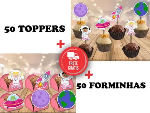 Astronautas - 50 Forminhas E 50 Toppers