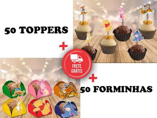 Ursinho Pooh - 50 Forminhas E 50 Toppers