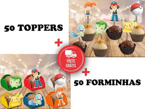 Pokemon - 50 Forminhas E 50 Toppers