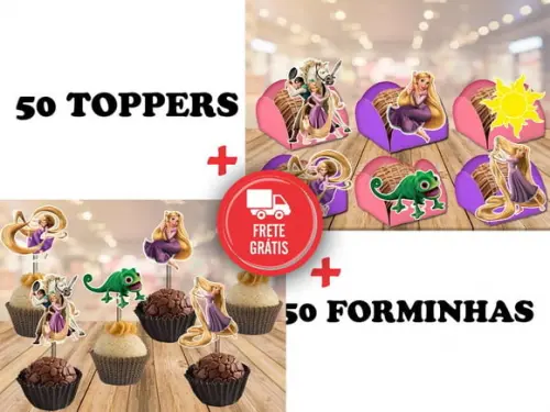 Rapunzel - Enrolados - 50 Forminhas E 50 Toppers