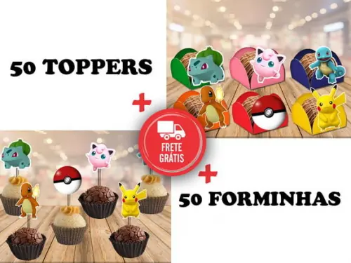 Pokemon - 50 Forminhas E 50 Toppers