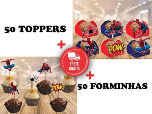 Homem Aranha - 50 Forminhas E 50 Toppers