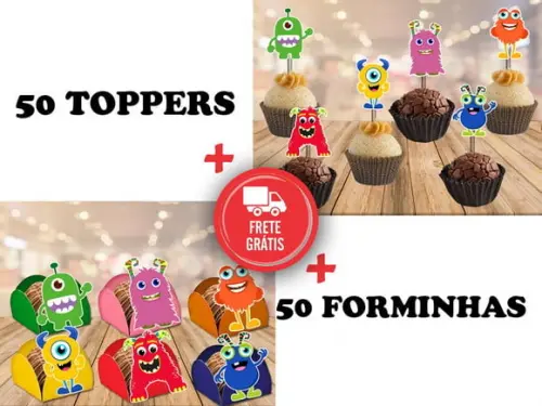 Monstrinhos - 50 Forminhas E 50 Toppers