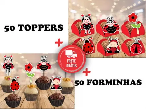 Joaninha - 50 Forminhas E 50 Toppers