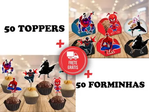 Miles Morales - Homem Aranha - 50 Forminhas E 50 Toppers