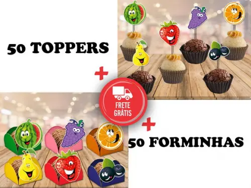 Frutinhas - Frutas - 50 Forminhas E 50 Toppers
