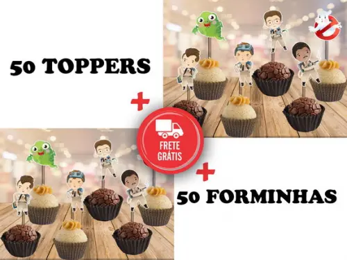 Caça-fantasmas -50 Forminhas E 50 Toppers