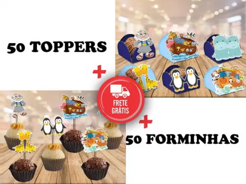 Arca De Noé - 50 Forminhas E 50 Toppers