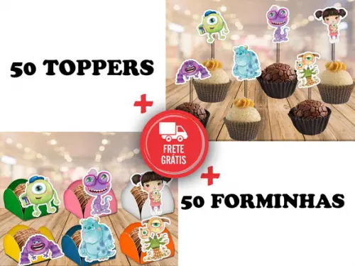 Monstros Sa - 50 Forminhas E 50 Toppers