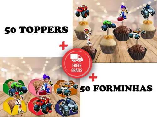 Blaze Monster Machine - 50 Forminhas E 50 Toppers