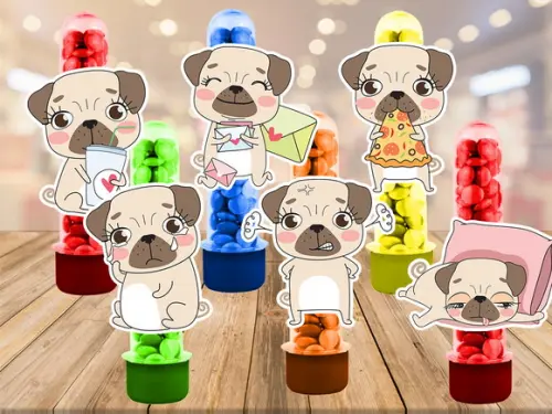 apliques para tubetes cachorrinho pugs