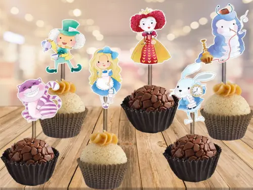 topper Alice no país das maravilhas - 100 unidades