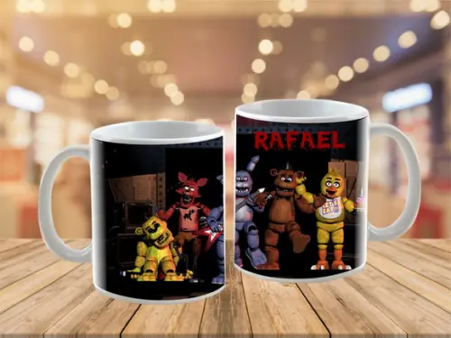 caneca fnaf personalizada com nome - polímero