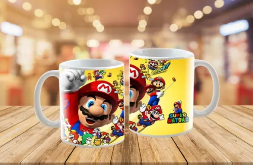 caneca personalizada super mário com nome - Polímero