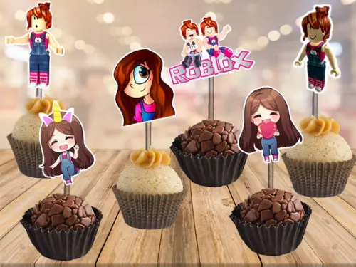 topper roblox menina Júlia - 100 unidades
