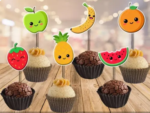 Toppers Frutinhas - Feira- Picnic - 100 Unidades