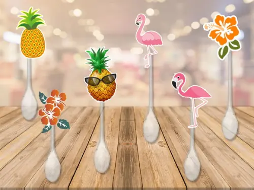 colherzinha personalizada tropical abacaxi flamingo