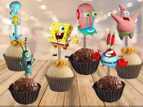 topper bob esponja - 100 unidades