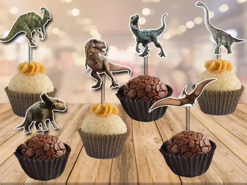 toppers dinossauros jurassic world - 100 unidades