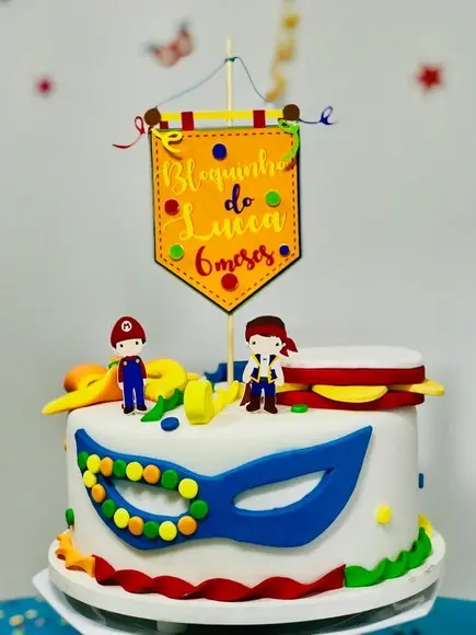 Topo de bolo Carnaval bloquinho infantil