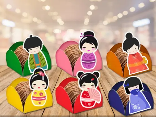 forminhas para doces kokeshi- 100 unidades