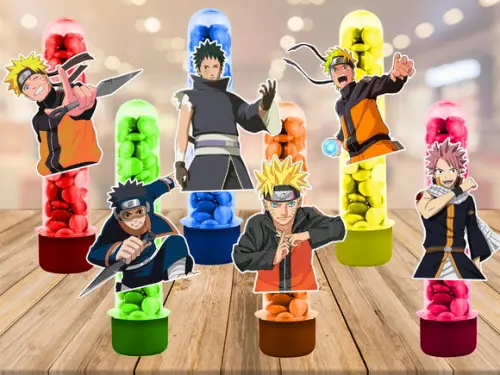 naruto - apliques para tubetes - 50 unidades