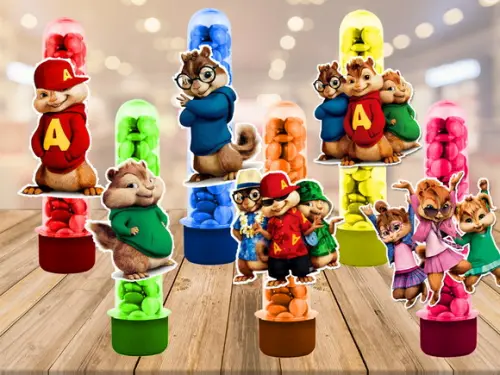 alvin e os esquilos - apliques para tubetes - 50 unidades