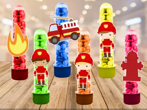 bombeiros - apliques para tubetes - 50 unidades