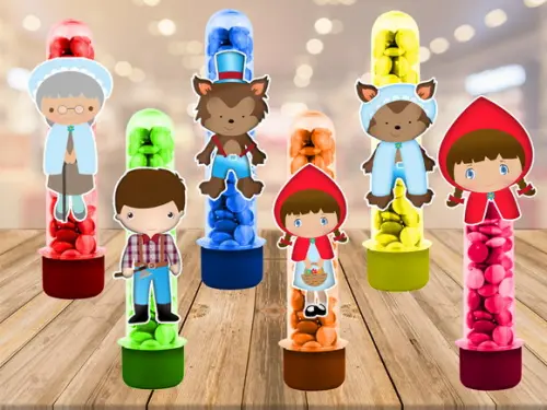 chapeuzinho vermelho - apliques para tubetes - 50 unidades