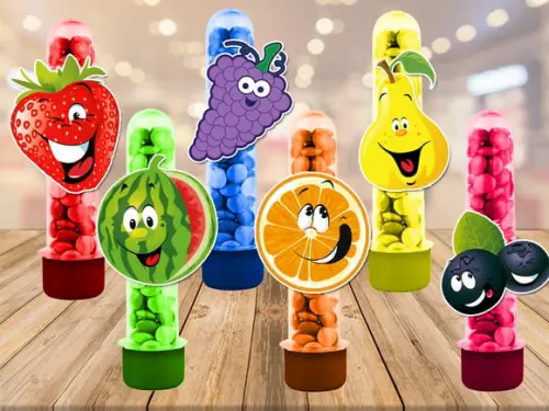 frutas - apliques para tubetes - 50 unidades