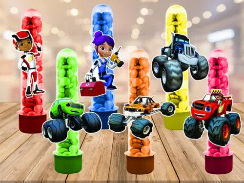 Blaze Monster Machine, apliques para tubetes - 50 unidades