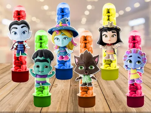 super monsters em ação - apliques para tubetes - 50 unidades