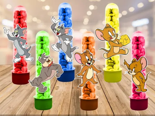 Tom e Jerry - apliques para tubetes - 50 unidades