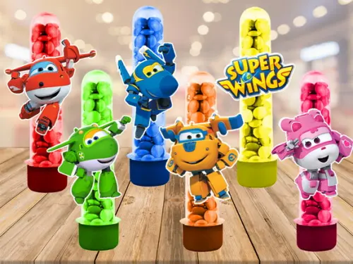 Super Wings - apliques para tubetes - 50 unidades