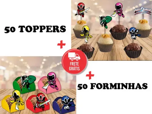 Power rangers - 50 toppers + 50 forminhas