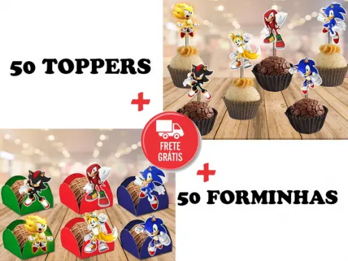 sonic - 50 toppers + 50 forminhas