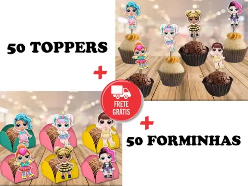lol surprise: 50 toppers + 50 forminhas
