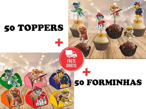 patrulha canina - 50 toppers + 50 forminhas