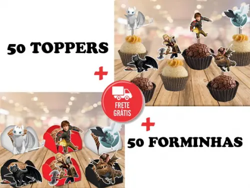 Como treinar o seu dragão 3 - 50 toppers + 50 forminhas
