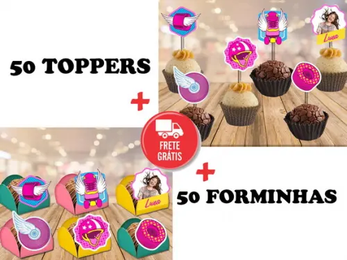soy luna 50 forminhas para doces + 50 toppers