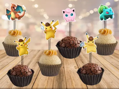 topper pokemon - detetive pikachu - 100 unidades