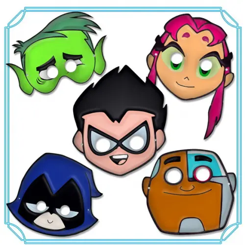 Máscaras os jovens titãs - kit com 10 unidades