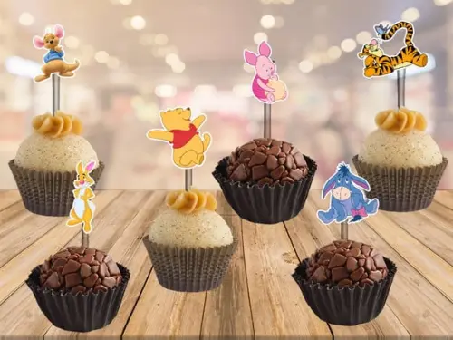 topper ursinho pooh - 100 unidades