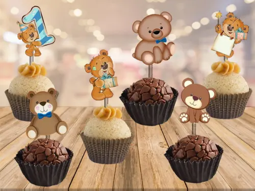 topper urso marron - 100 unidades