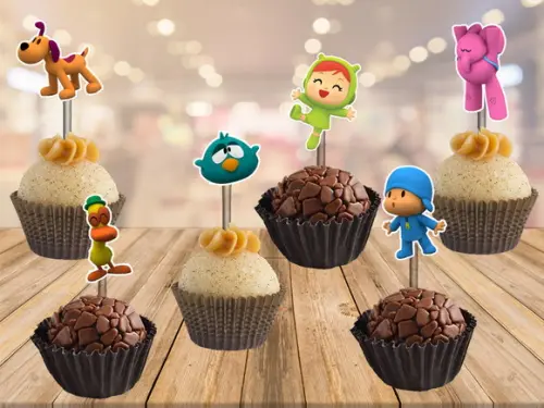 topper pocoyo e nina - 100 unidades