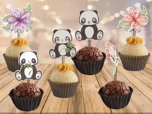 topper panda - 100 unidades