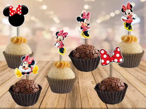 topper minnie vermelha - 100 unidades