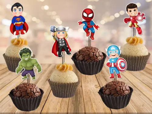 topper vingadores cute - 100 unidades